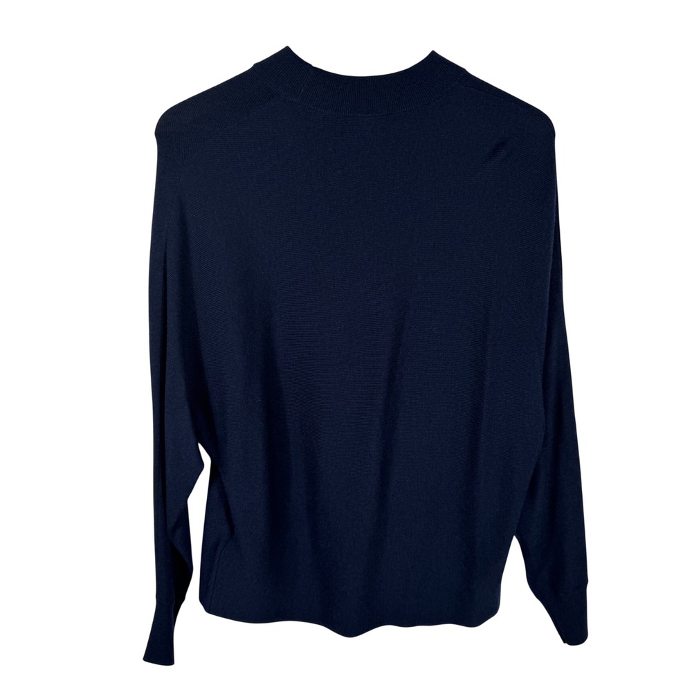Whistles Dolman Sleeve Wool Silk Blend Sweater Womens S Navy Blue Mock Neck